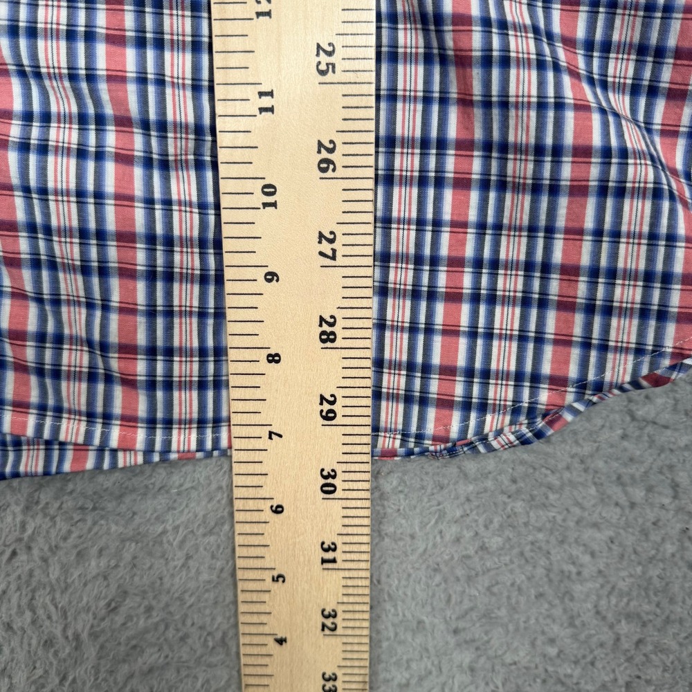 Banana Republic Mens Western Pearl Snap Plaid Shirt Red White Blue Large Stretch - Picture 10 of 12